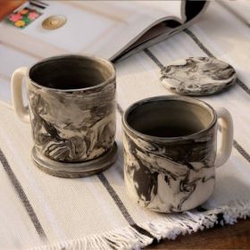 5 OZ Ceramic Black Carbon Coffee Mug-Set Of 2