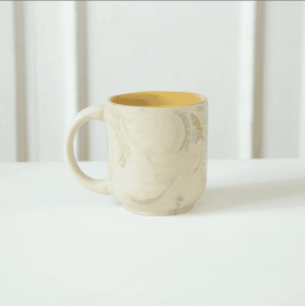 Handcrafted 7oz Beige Ceramic Coffee Mug