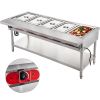 VEVOR Commercial Electric Food Warmer 5 Pot Steam Table Food Warmer 18 Quart/Pan with Lids with 7 Inch Cutting Board Food Grade Stainless Steel Steam