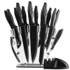 Knife Set with Block,Sharpener,Acrylic Stand 17 PCS Black High Carbon Stainless Steel Kitchen Knives