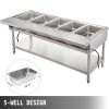 VEVOR Commercial Electric Food Warmer 5 Pot Steam Table Food Warmer 18 Quart/Pan with Lids with 7 Inch Cutting Board Food Grade Stainless Steel Steam