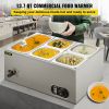 VEVOR 110V Commercial Food Warmer 1x1/3GN and 4x1/6GN, 5-Pan Stainless Steel Bain Marie 13.7 Quart Capacity,1500W Steam Table 15cm/6inch Deep