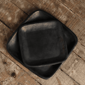 Union Rustic Lenneke Stone Platter  Longpi Pottery Square Plate - Large