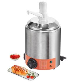 VEVOR Electric Cheese Dispenser with Pump, 2.3 Qt Commercial Hot Fudge Warmer, Plastic Pump Dispenser (Pump Head Material: Plastic, Shape: Round)