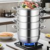 Multi Tiers Kitchen Pan Cookware Stainless Steel Steamer Set